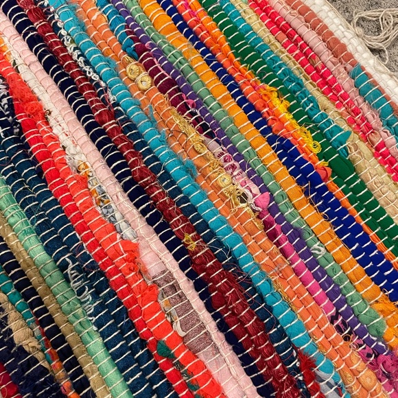 NWOT Indian Handmade Multi-Color Chindi Area Rug - Picture 7 of 8